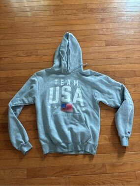 Champion Grey Team USA hoodie with Flag Graphic Star Dance Alliance worlds